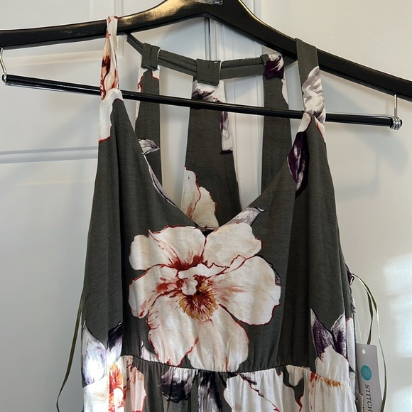 Floral Maxi Dress Maternity Size M colors olive cream and rust - Picture 2 of 4